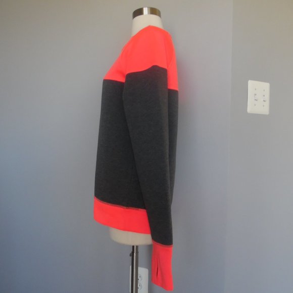 Athleta Fuse Cosmic Orange Pullover Neoprene Top Gray Longleseve Sweatshirt Top - Picture 4 of 12